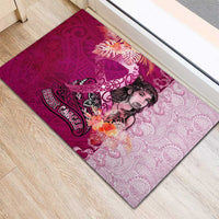 Breast Cancer New Zealand Rubber Doormat Maori Aotearoa Girl Pink Out DT02 - Polynesian Pride
