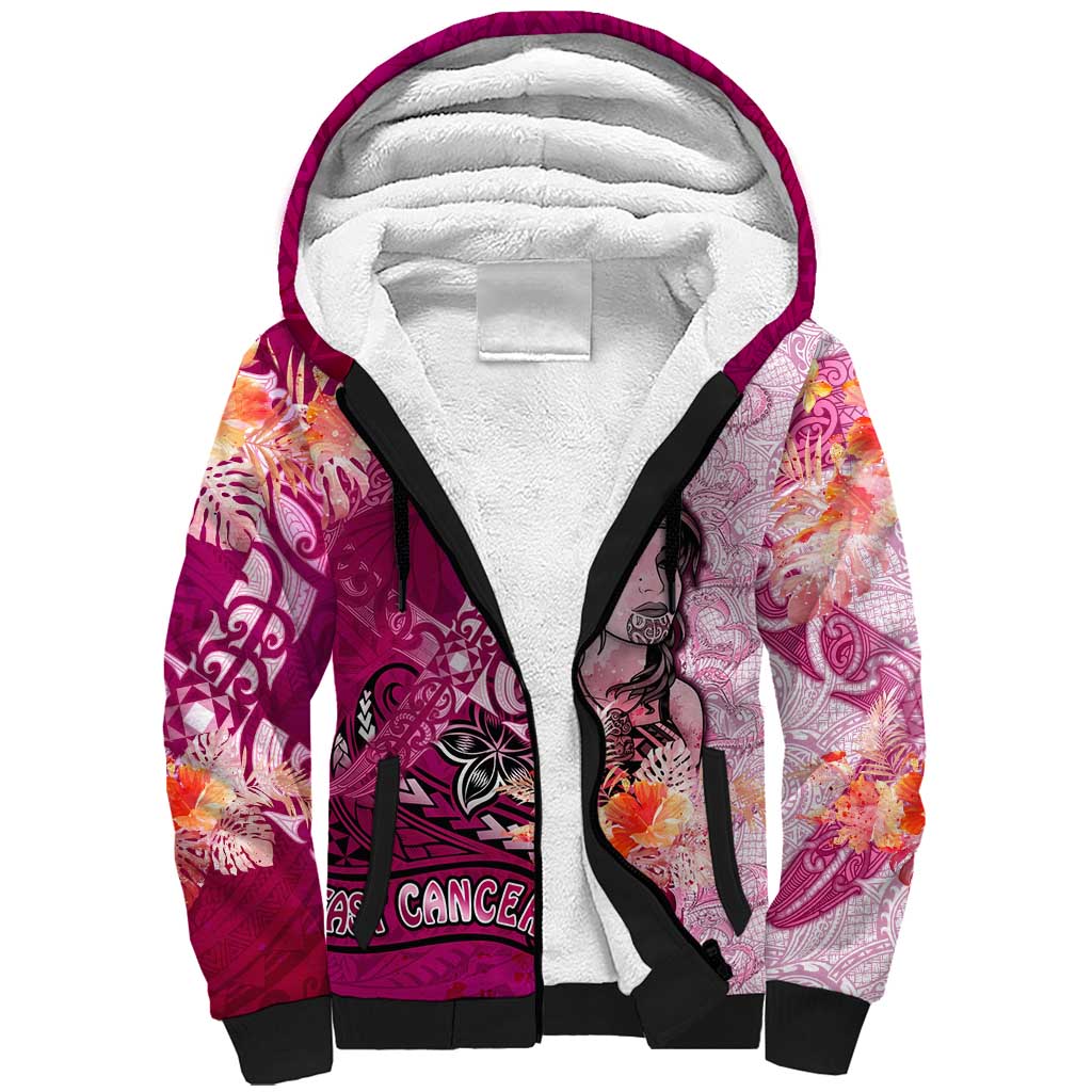 Breast Cancer New Zealand Sherpa Hoodie Maori Aotearoa Girl Pink Out DT02 Unisex Pink - Polynesian Pride