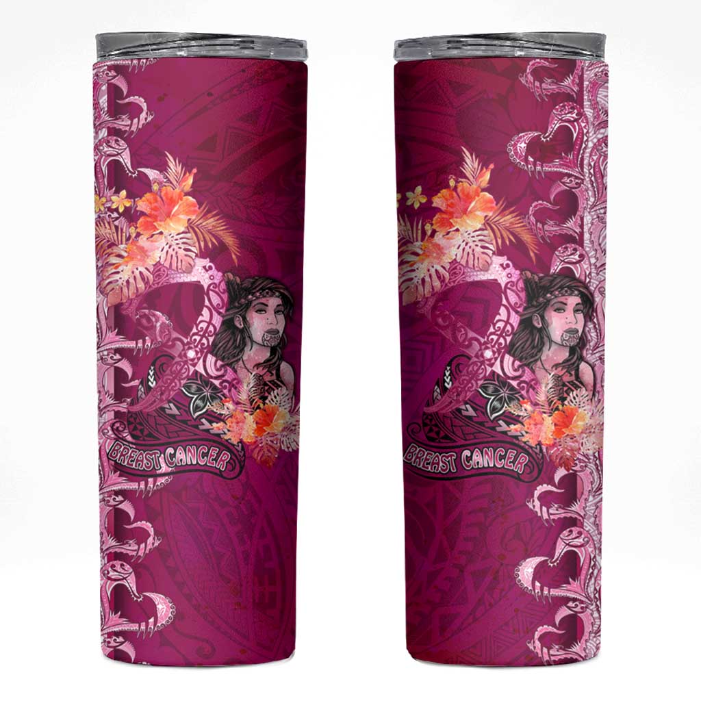 Breast Cancer New Zealand Skinny Tumbler Maori Aotearoa Girl Pink Out DT02 Pink - Polynesian Pride