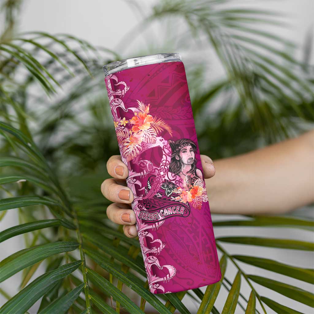 Breast Cancer New Zealand Skinny Tumbler Maori Aotearoa Girl Pink Out DT02 - Polynesian Pride
