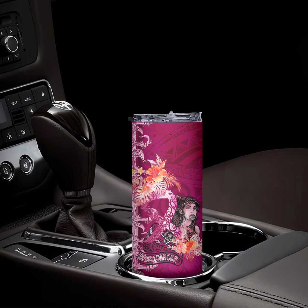 Breast Cancer New Zealand Skinny Tumbler Maori Aotearoa Girl Pink Out DT02 - Polynesian Pride
