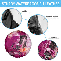 Breast Cancer New Zealand Spare Tire Cover Maori Aotearoa Girl Pink Out DT02 - Polynesian Pride