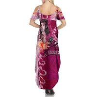 Breast Cancer New Zealand Summer Maxi Dress Maori Aotearoa Girl Pink Out DT02 - Polynesian Pride