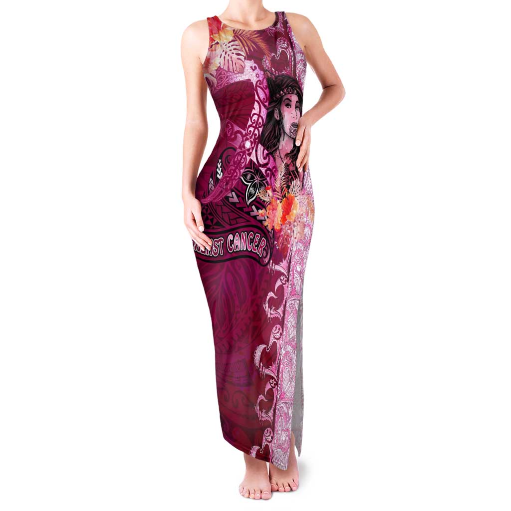 Breast Cancer New Zealand Tank Maxi Dress Maori Aotearoa Girl Pink Out DT02 Women Pink - Polynesian Pride