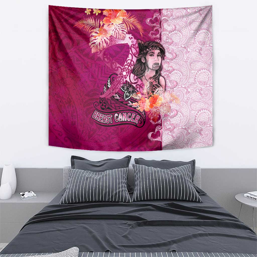 Breast Cancer New Zealand Tapestry Maori Aotearoa Girl Pink Out DT02 - Polynesian Pride