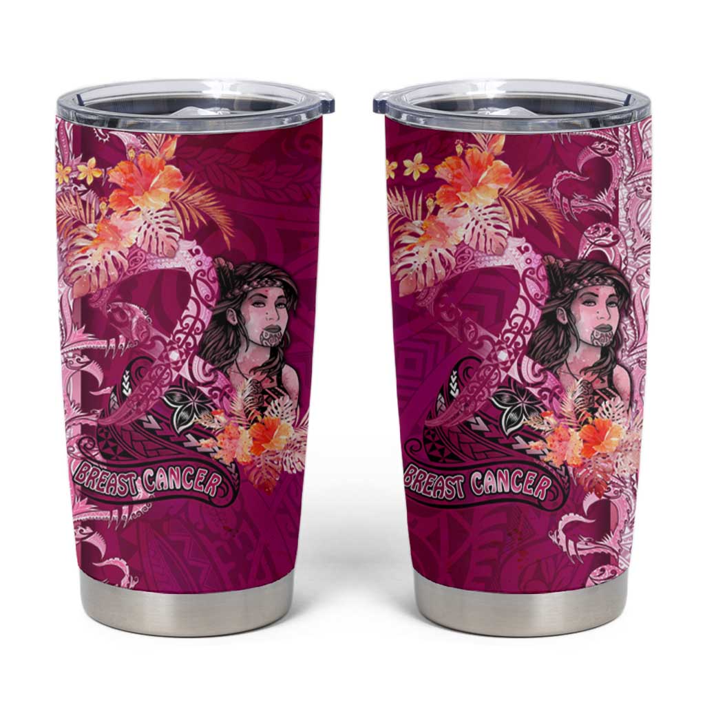Breast Cancer New Zealand Tumbler Cup Maori Aotearoa Girl Pink Out DT02 Pink - Polynesian Pride