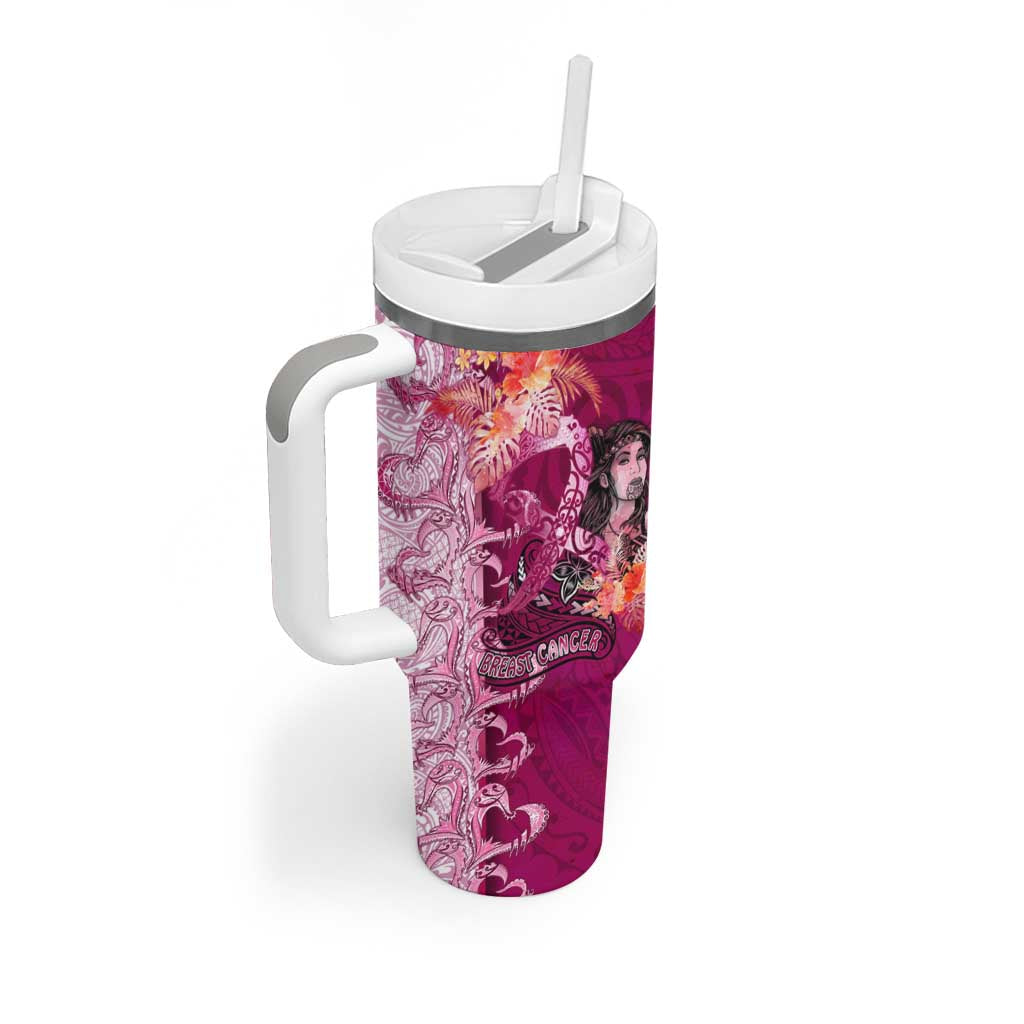 Breast Cancer New Zealand Tumbler With Handle Maori Aotearoa Girl Pink Out DT02 - Polynesian Pride