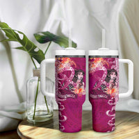 Breast Cancer New Zealand Tumbler With Handle Maori Aotearoa Girl Pink Out DT02 - Polynesian Pride