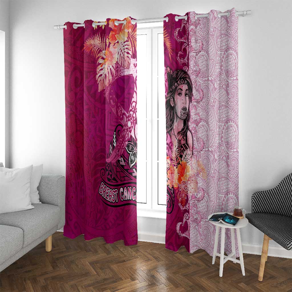 Breast Cancer New Zealand Window Curtain Maori Aotearoa Girl Pink Out DT02 With Grommets Pink - Polynesian Pride