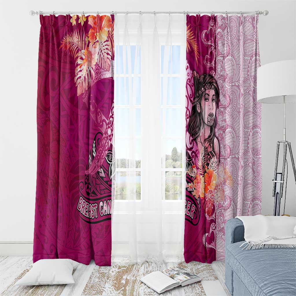 Breast Cancer New Zealand Window Curtain Maori Aotearoa Girl Pink Out DT02 - Polynesian Pride