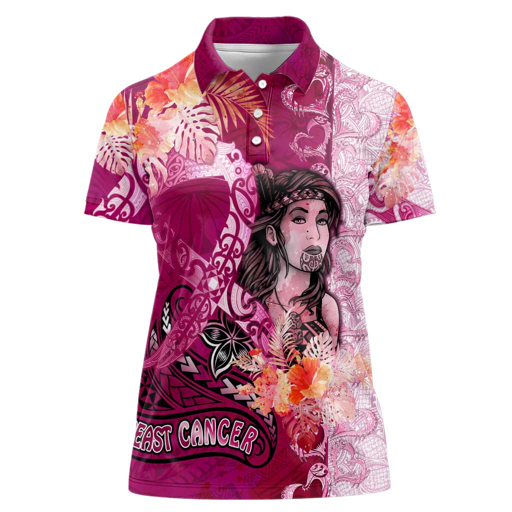 Breast Cancer New Zealand Women Polo Shirt Maori Aotearoa Girl Pink Out