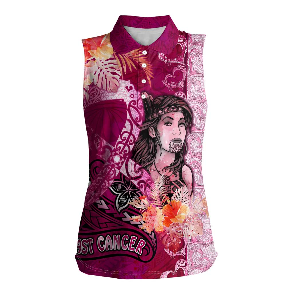 Breast Cancer New Zealand Women Sleeveless Polo Shirt Maori Aotearoa Girl Pink Out DT02 Female Pink - Polynesian Pride