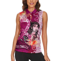 Breast Cancer New Zealand Women Sleeveless Polo Shirt Maori Aotearoa Girl Pink Out DT02 - Polynesian Pride