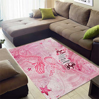 Breast Cancer Awareness Month Area Rug Butterfly Polynesia Watercolor Pink