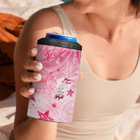 Breast Cancer Awareness Month 4 in 1 Can Cooler Tumbler Butterfly Polynesia Watercolor Pink DT02 - Polynesian Pride