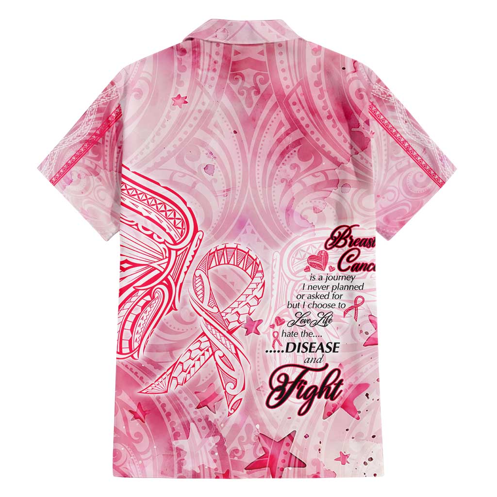 Breast Cancer Awareness Month Family Matching Long Sleeve Bodycon Dress and Hawaiian Shirt Butterfly Polynesia Watercolor Pink DT02 - Polynesian Pride