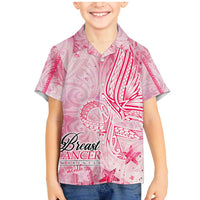 Breast Cancer Awareness Month Family Matching Mermaid Dress and Hawaiian Shirt Butterfly Polynesia Watercolor Pink DT02 Son's Shirt Pink - Polynesian Pride