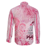 Breast Cancer Awareness Month Family Matching Off The Shoulder Long Sleeve Dress and Hawaiian Shirt Butterfly Polynesia Watercolor Pink