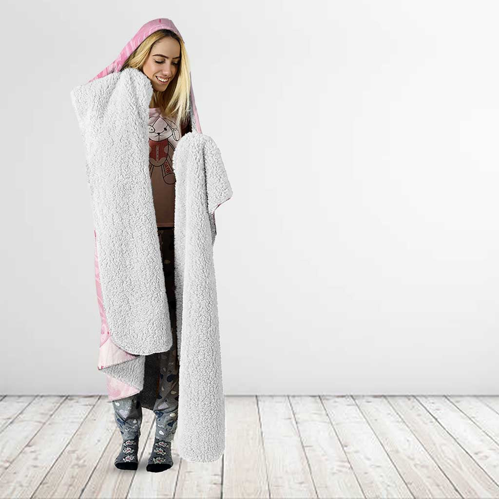 Breast Cancer Awareness Month Hooded Blanket Butterfly Polynesia Watercolor Pink