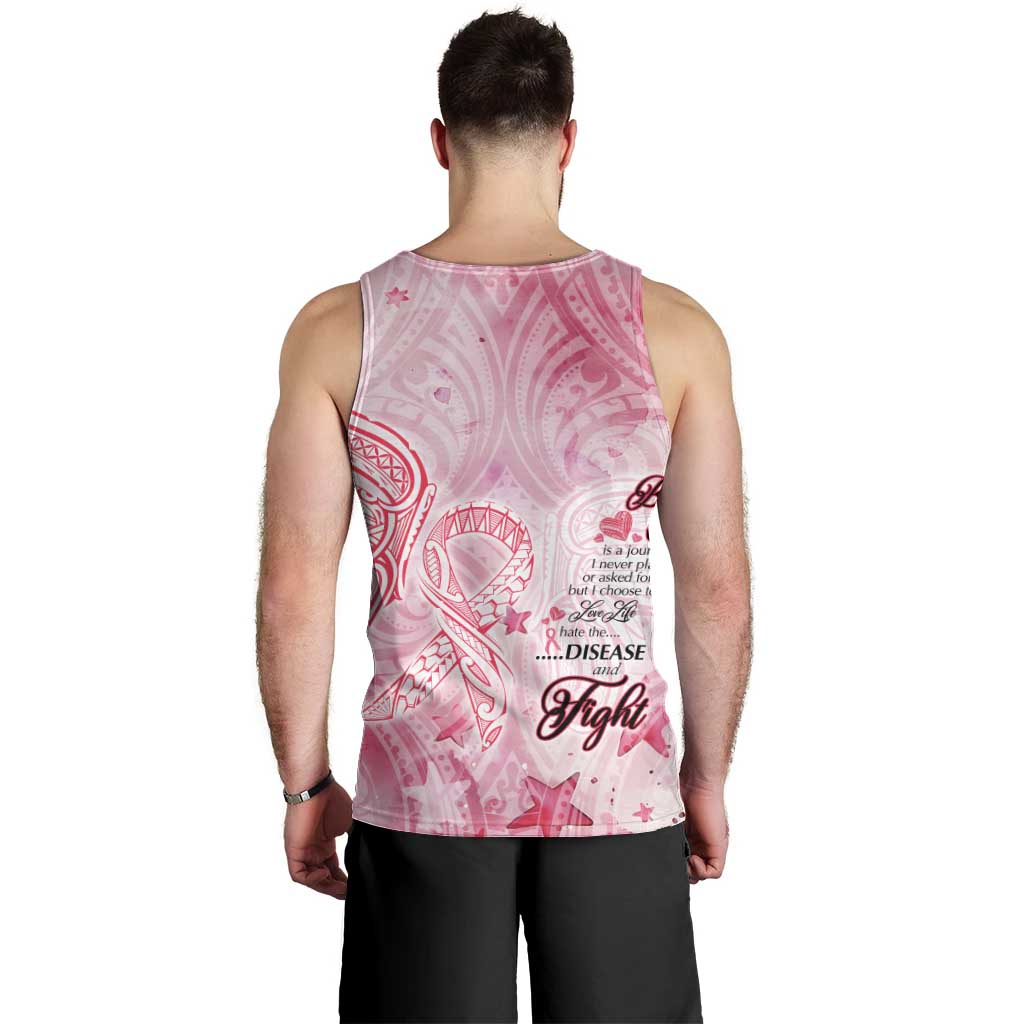 Breast Cancer Awareness Month Men Tank Top Butterfly Polynesia Watercolor Pink DT02 - Polynesian Pride