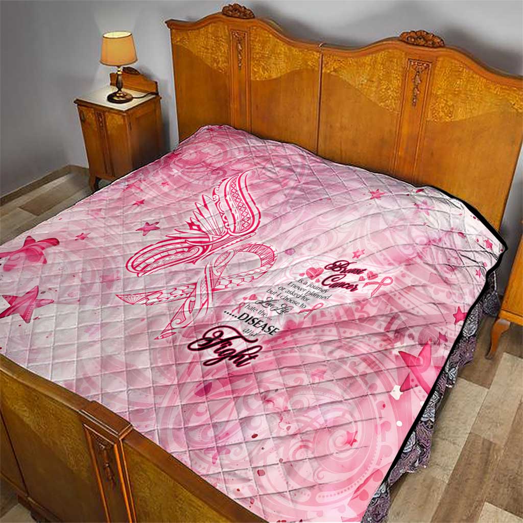 Breast Cancer Awareness Month Quilt Butterfly Polynesia Watercolor Pink