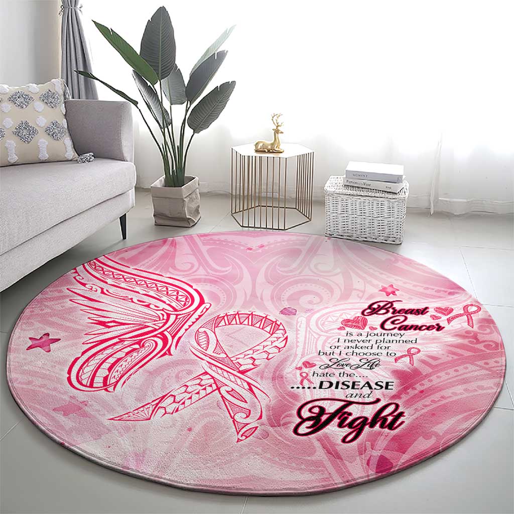 Breast Cancer Awareness Month Round Carpet Butterfly Polynesia Watercolor Pink
