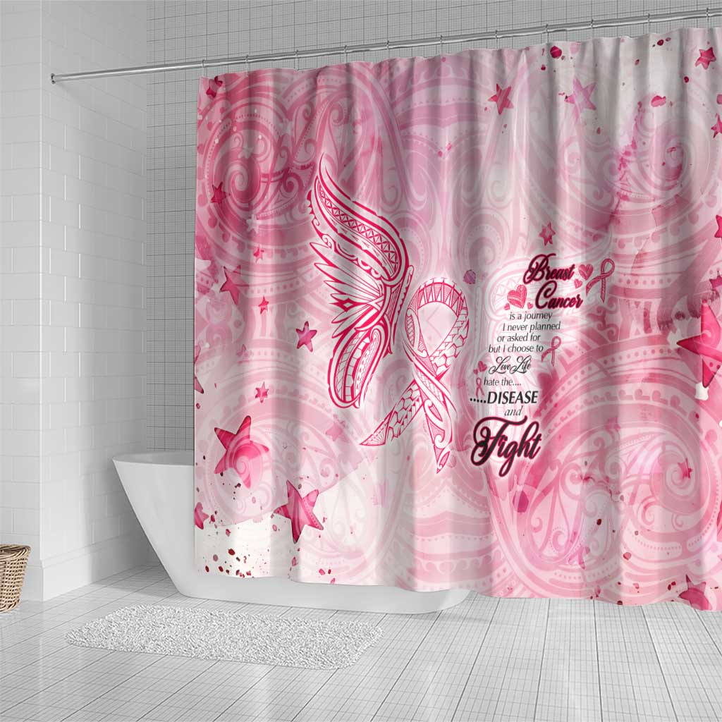 Breast Cancer Awareness Month Shower Curtain Butterfly Polynesia Watercolor Pink