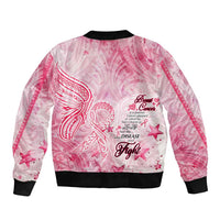 Breast Cancer Awareness Month Sleeve Zip Bomber Jacket Butterfly Polynesia Watercolor Pink