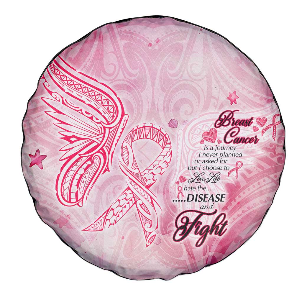 Breast Cancer Awareness Month Spare Tire Cover Butterfly Polynesia Watercolor Pink