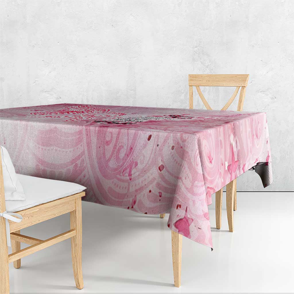 Breast Cancer Awareness Month Tablecloth Butterfly Polynesia Watercolor Pink