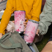 Breast Cancer Awareness Month Tumbler Cup Butterfly Polynesia Watercolor Pink