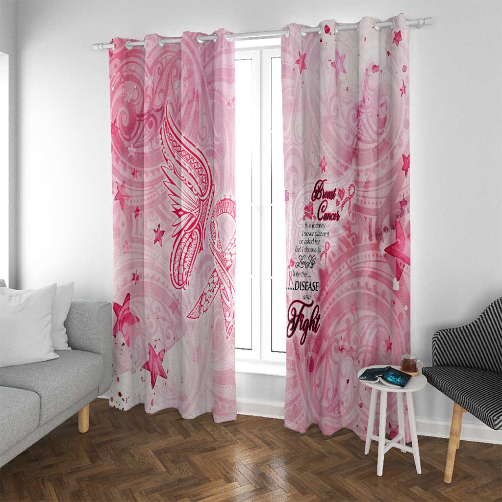 Breast Cancer Awareness Month Window Curtain Butterfly Polynesia Watercolor Pink