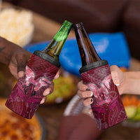 Breast Cancer Warrior 4 in 1 Can Cooler Tumbler Angel Wings Polynesian Pattern