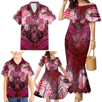 Breast Cancer Warrior Family Matching Mermaid Dress and Hawaiian Shirt Angel Wings Polynesian Pattern DT02 - Polynesian Pride