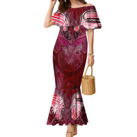Breast Cancer Warrior Family Matching Mermaid Dress and Hawaiian Shirt Angel Wings Polynesian Pattern DT02 Mom's Dress Pink - Polynesian Pride