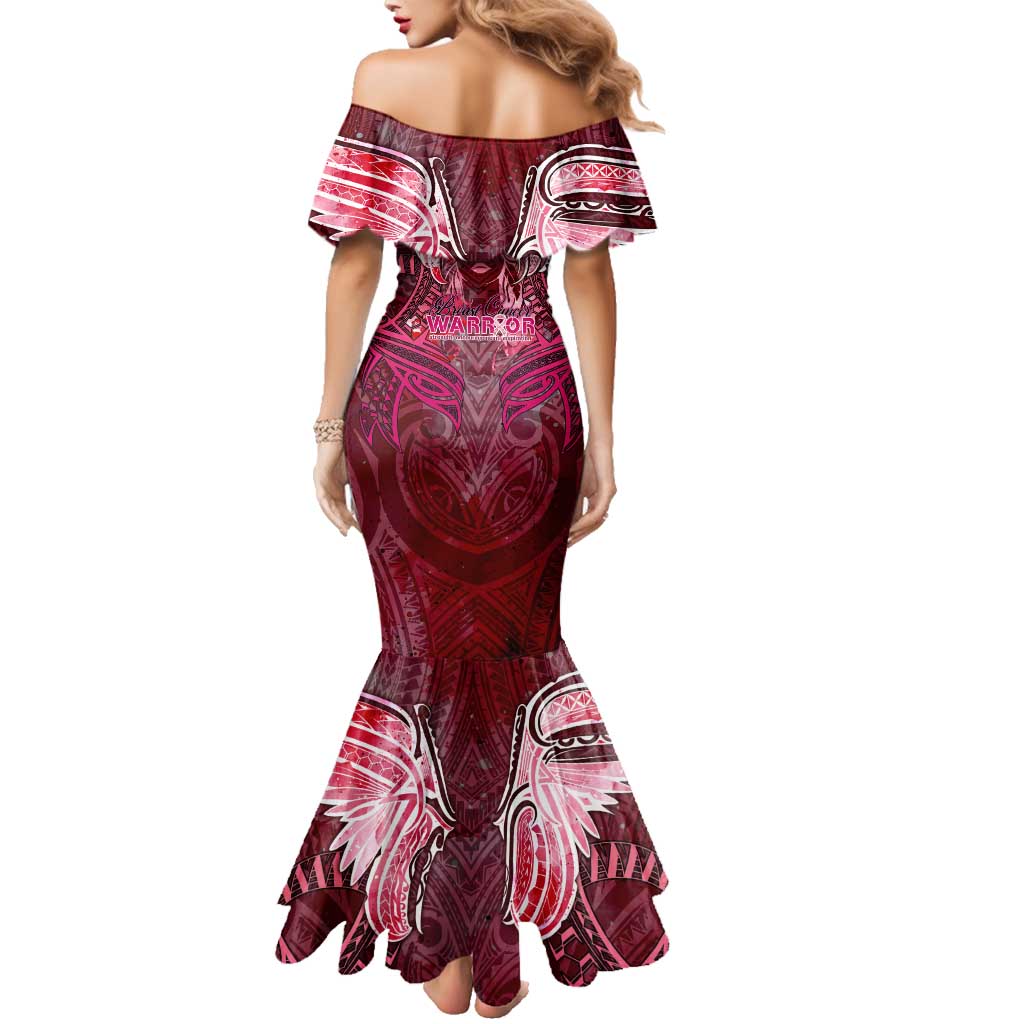 Breast Cancer Warrior Family Matching Mermaid Dress and Hawaiian Shirt Angel Wings Polynesian Pattern DT02 - Polynesian Pride