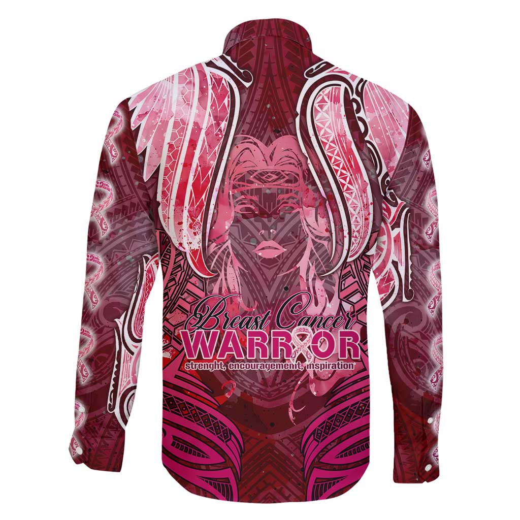 Breast Cancer Warrior Family Matching Off Shoulder Maxi Dress and Hawaiian Shirt Angel Wings Polynesian Pattern DT02 - Polynesian Pride
