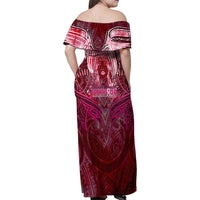 Breast Cancer Warrior Family Matching Off Shoulder Maxi Dress and Hawaiian Shirt Angel Wings Polynesian Pattern DT02 - Polynesian Pride