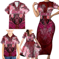 Breast Cancer Warrior Family Matching Short Sleeve Bodycon Dress and Hawaiian Shirt Angel Wings Polynesian Pattern DT02 - Polynesian Pride