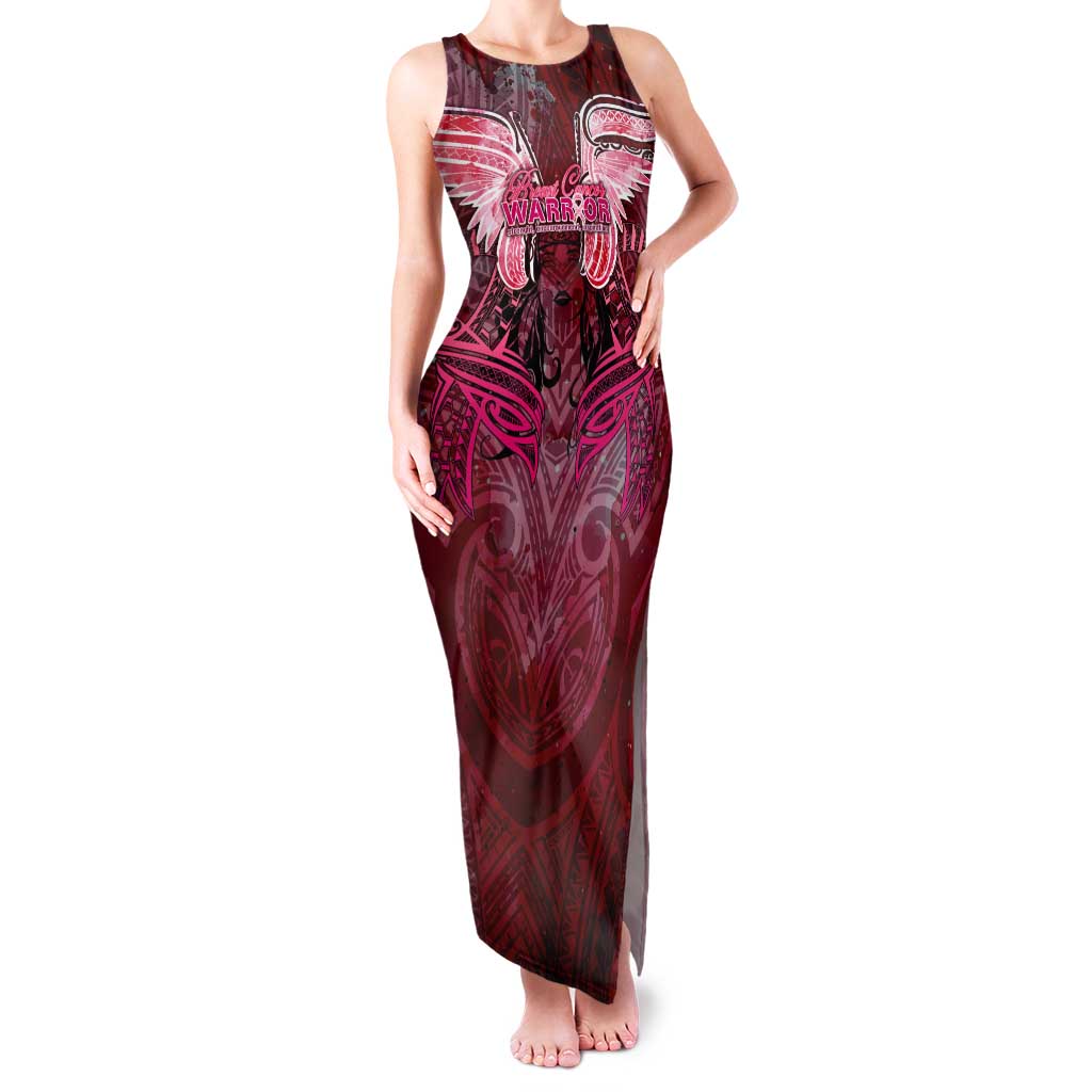 Breast Cancer Warrior Family Matching Tank Maxi Dress and Hawaiian Shirt Angel Wings Polynesian Pattern DT02 Mom's Dress Pink - Polynesian Pride