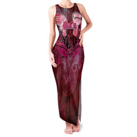 Breast Cancer Warrior Family Matching Tank Maxi Dress and Hawaiian Shirt Angel Wings Polynesian Pattern DT02 Mom's Dress Pink - Polynesian Pride