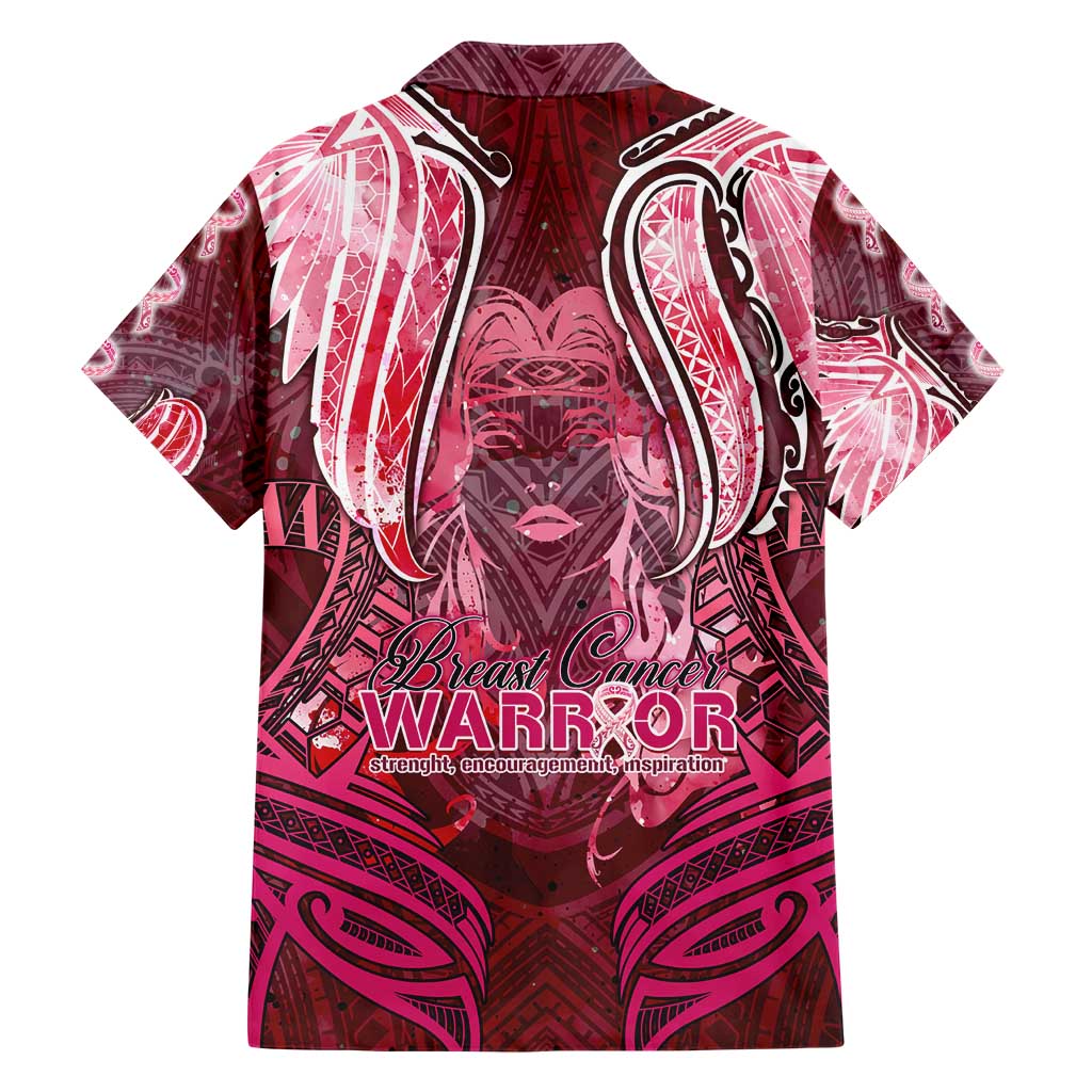 Breast Cancer Warrior Hawaiian Shirt Angel Wings Polynesian Pattern DT02 - Polynesian Pride