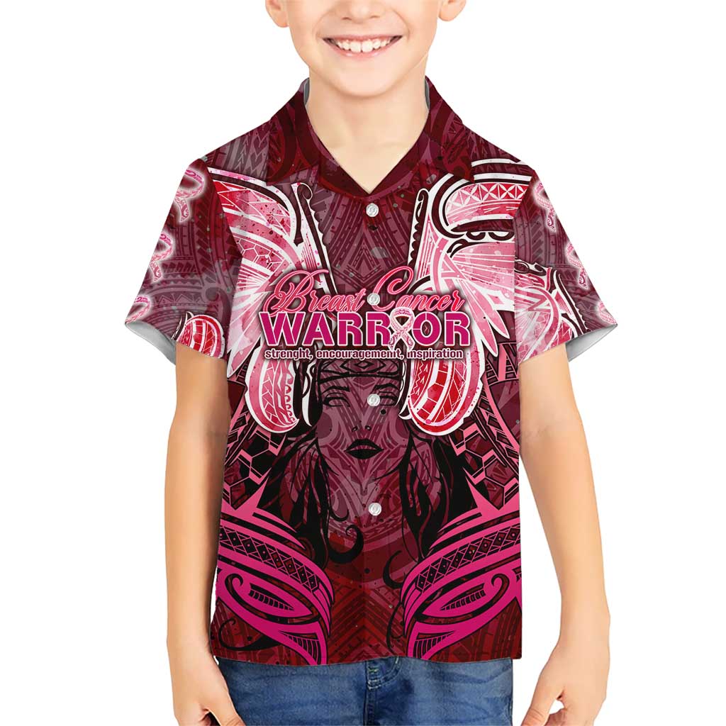 Breast Cancer Warrior Hawaiian Shirt Angel Wings Polynesian Pattern DT02 - Polynesian Pride