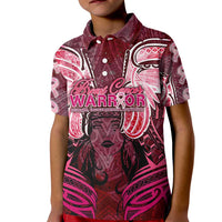 Breast Cancer Warrior Kid Polo Shirt Angel Wings Polynesian Pattern DT02 Kid Pink - Polynesian Pride