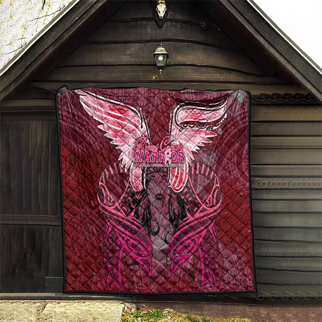 Breast Cancer Warrior Quilt Angel Wings Polynesian Pattern