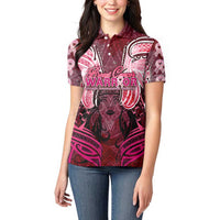 Breast Cancer Warrior Women Polo Shirt Angel Wings Polynesian Pattern