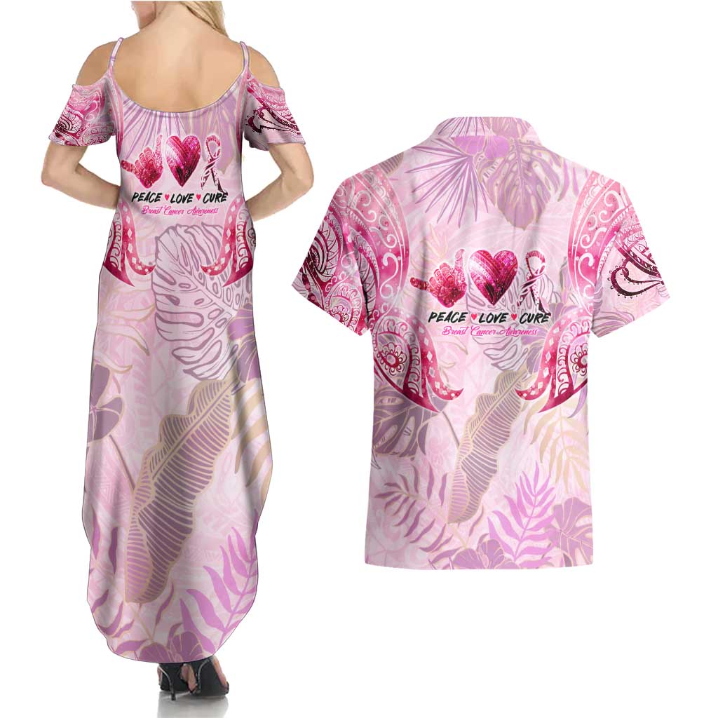 Breast Cancer Polynesian Couples Matching Summer Maxi Dress and Hawaiian Shirt I Can Do All Things Through Christ DT02 - Polynesian Pride