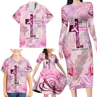 Breast Cancer Polynesian Family Matching Long Sleeve Bodycon Dress and Hawaiian Shirt I Can Do All Things Through Christ DT02 - Polynesian Pride