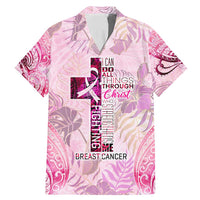 Breast Cancer Polynesian Family Matching Mermaid Dress and Hawaiian Shirt I Can Do All Things Through Christ DT02 Dad's Shirt - Short Sleeve Pink - Polynesian Pride