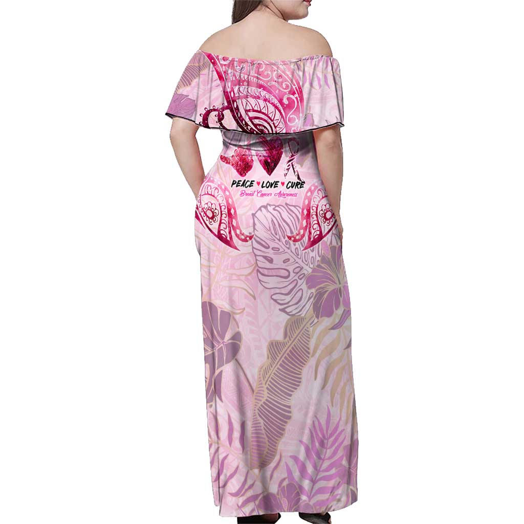 Breast Cancer Polynesian Family Matching Off Shoulder Maxi Dress and Hawaiian Shirt I Can Do All Things Through Christ DT02 - Polynesian Pride